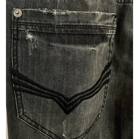 Guess Jeans Rolland Low Bootcut 38 Black Distressed Button Fly 90s Y2K Hip Hop - Picture 11 of 16